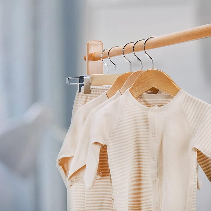 Nature Smile Kids Baby Children Toddler Wooden Shirt Coat Hangers with Notches and Anti-Rust Chro... | Amazon (US)