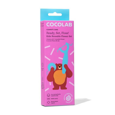 Cocolab Ready, Set, Floss! Kids' Reusable Flosser Set with Cocofloss Woven Expanding Dental Floss in Confetti Cake | Target