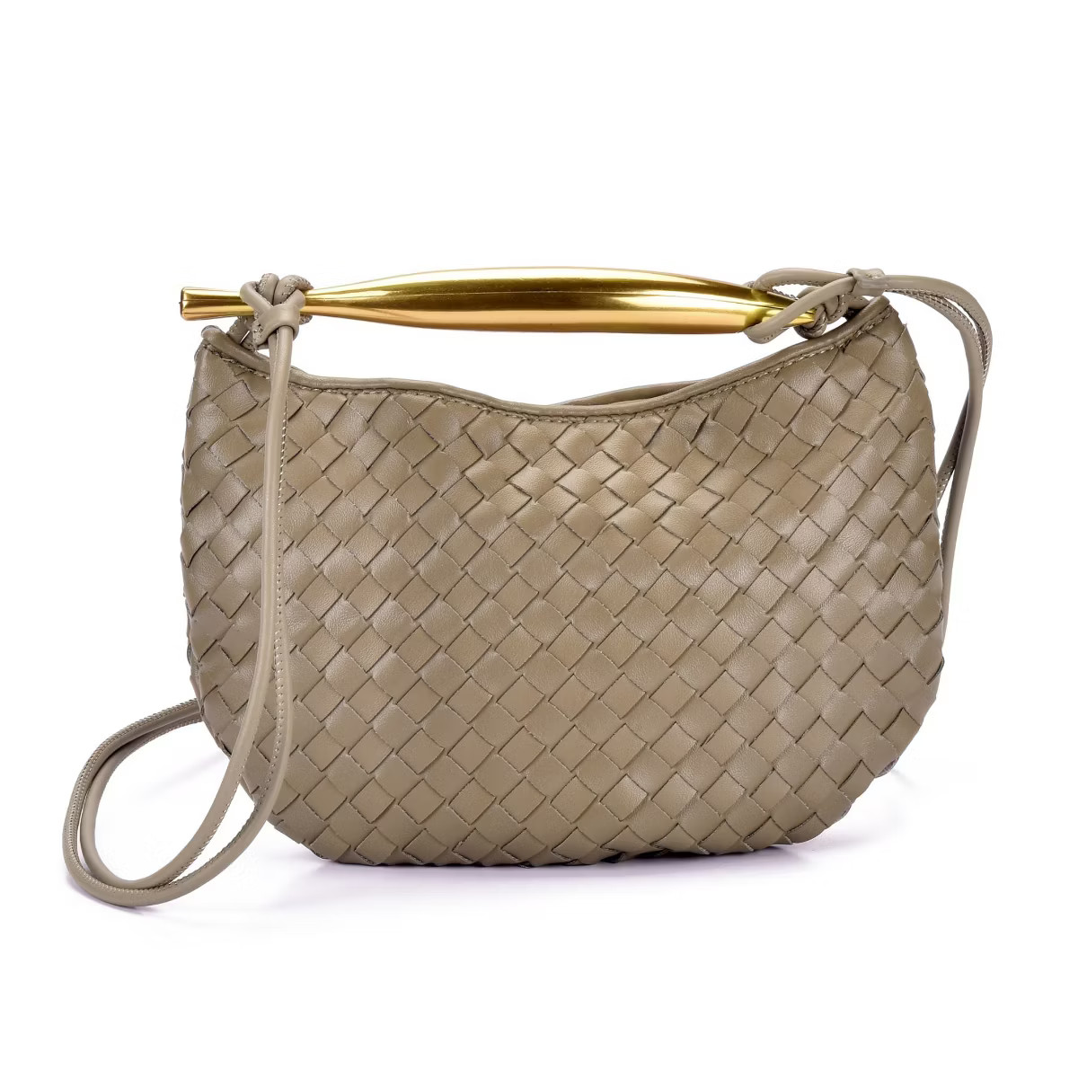 Adornia Tan Woven Gold Handle Shoulder Bag | Target