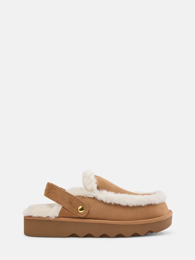 Joyspun Women's Convertible Clog Slippers with Faux Fur Lining | Walmart (US)