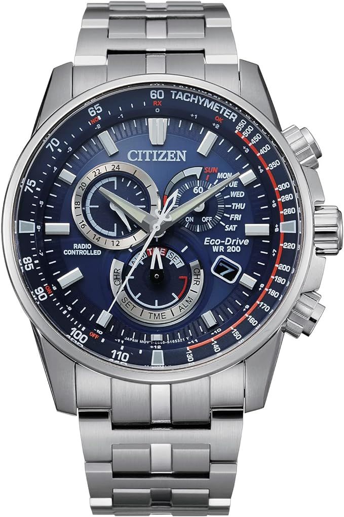 Citizen Men's Eco-Drive Sport Luxury PCAT Chronograph Watch in Stainless Steel, Blue Dial (Model:... | Amazon (US)