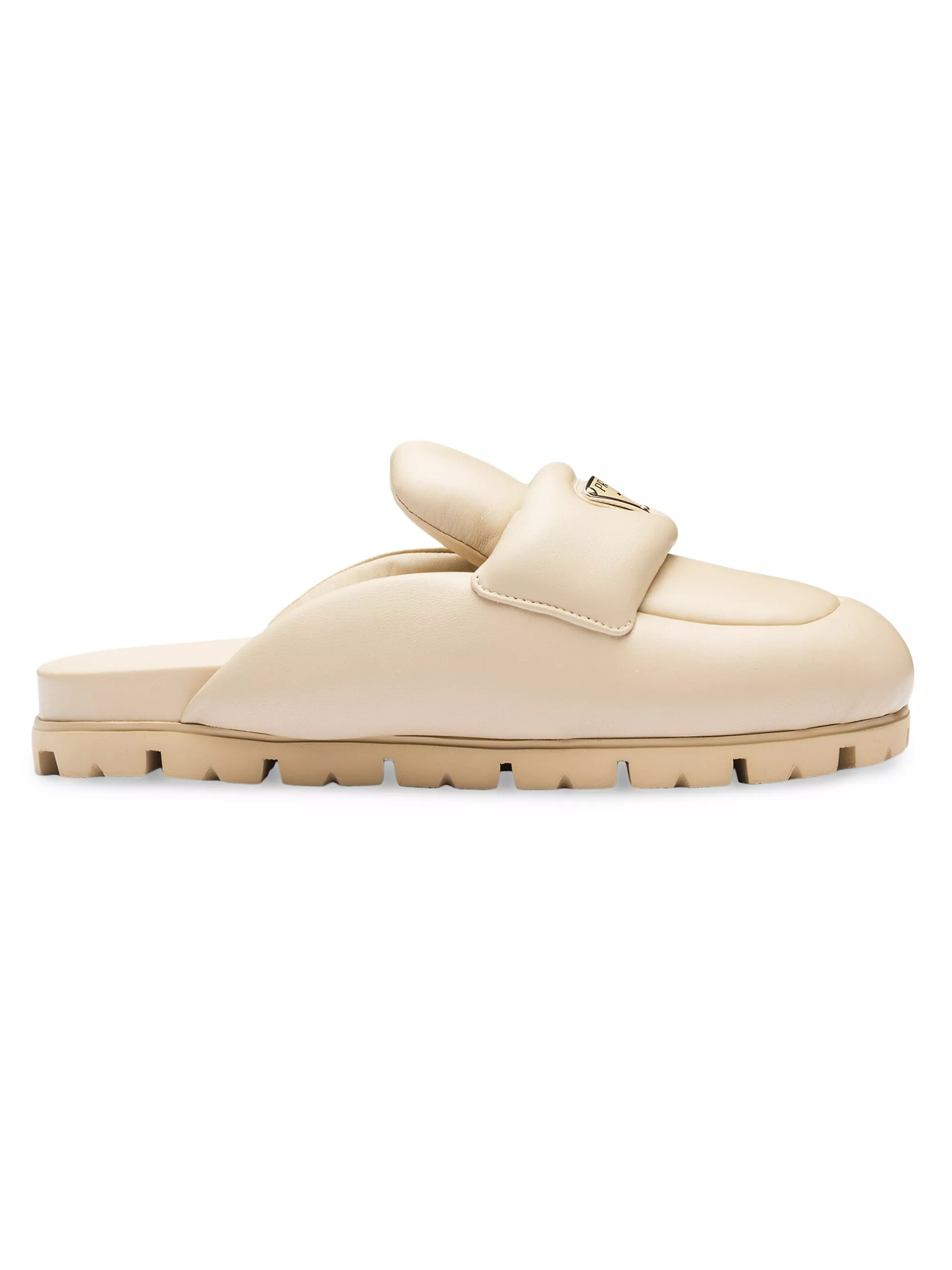 Shop Prada Soft Padded Nappa Leather Sabots | Saks Fifth Avenue | Saks Fifth Avenue