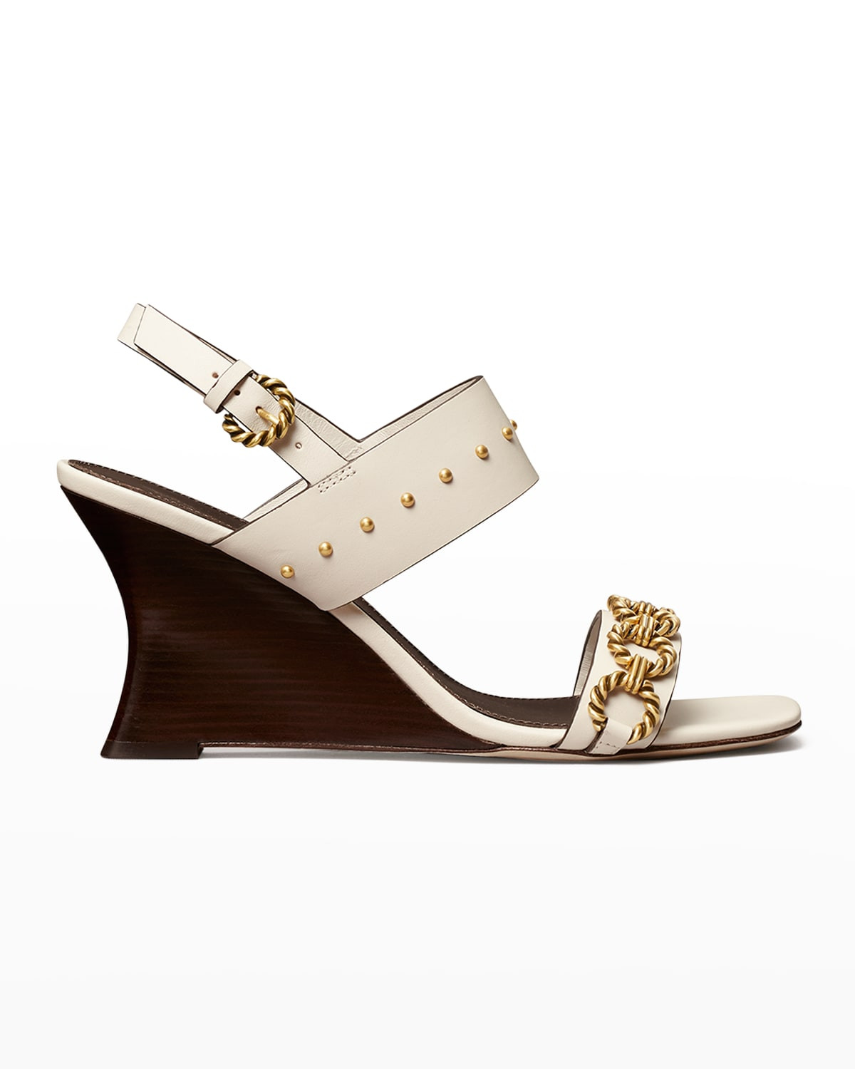 Leather Chain Wedge Slingback Sandals | Neiman Marcus