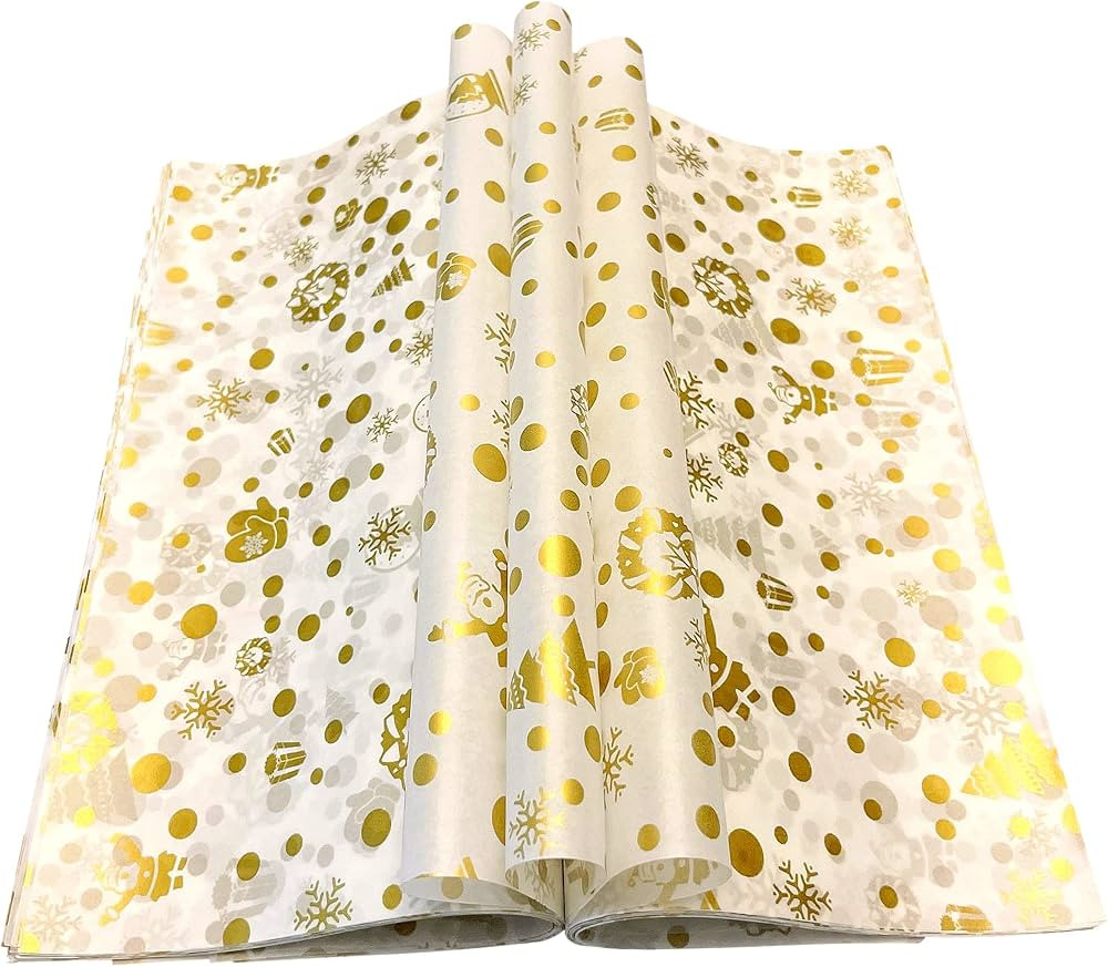 Suiwen Christmas Wax Paper Sheets Gold Dot Wax Paper Deli Wraps Tray&Basket Liner Greaseproof for... | Amazon (US)