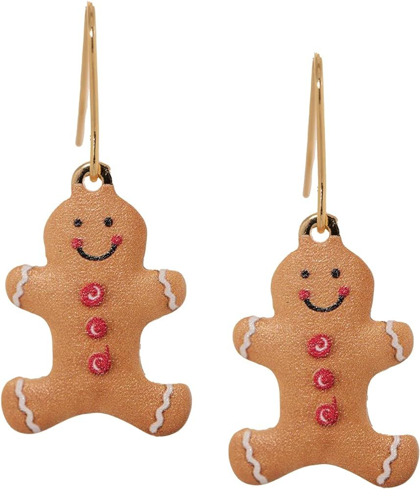 Spinningdaisy Dangling Cookie Man Gingerbread Earrings | Amazon (US)