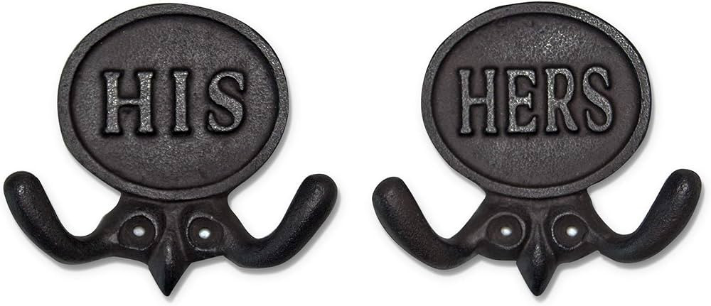 Wallcharmers Set of 2 His and Hers Towel Hooks for Bathrooms, Mr & Mrs. Farmhouse and Rustic Bath... | Amazon (CA)