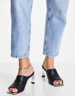 Z_Code_Z Mia vegan mule heeled sandals with woven uppers in black | ASOS (Global)