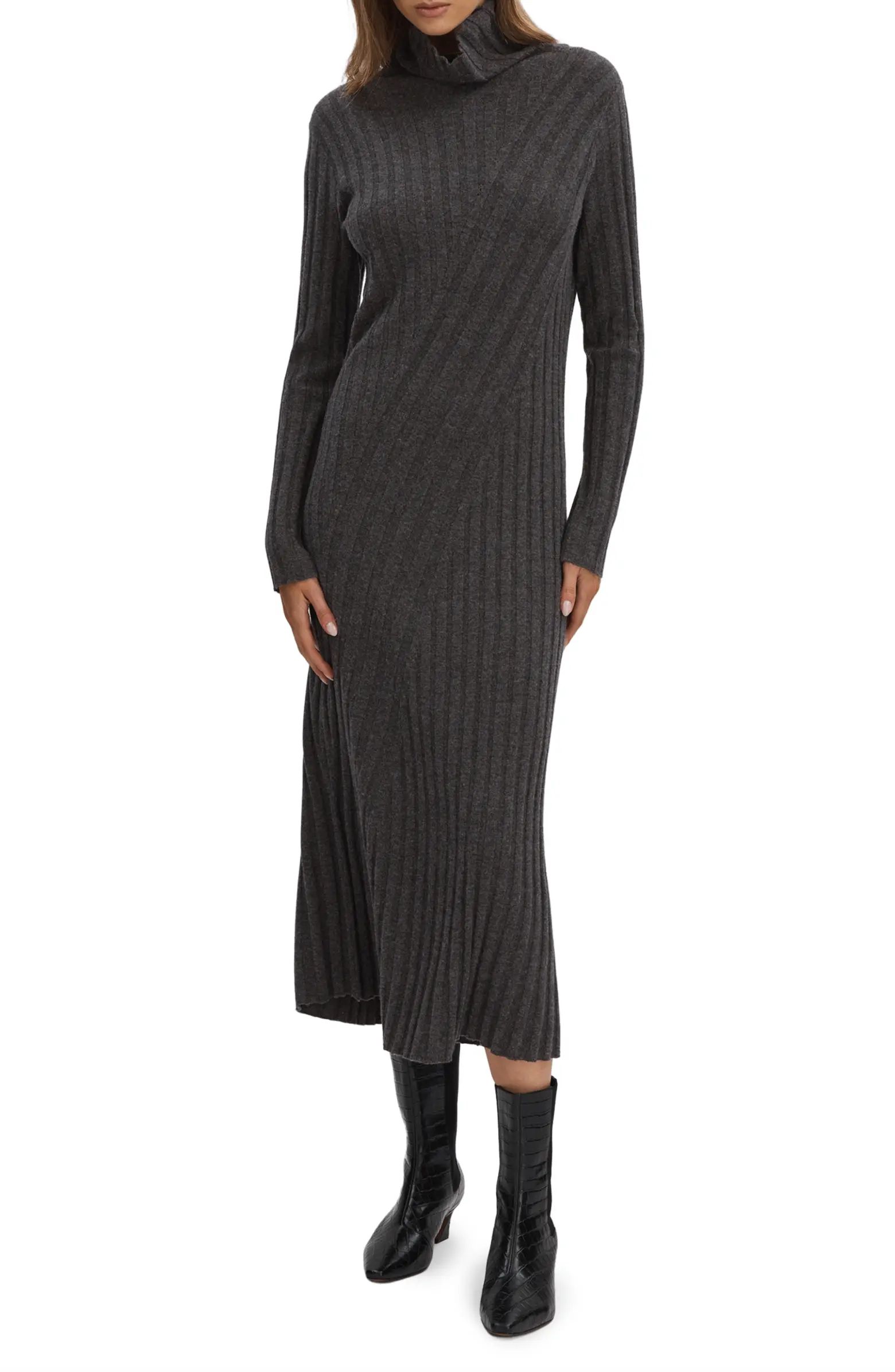 Cady Long Sleeve Wool Blend Rib Sweater Dress | Nordstrom