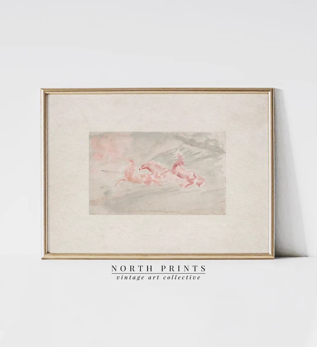 Soft Pink Horses Vintage Nursery Art | Girls Room Wall Decor | North Prints PRINTABLE Digital Dow... | Etsy (US)