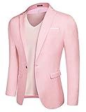 COOFANDY Men One Button Blazer Jackets Casual Slim Fit Lightweight Coat Pink | Amazon (US)