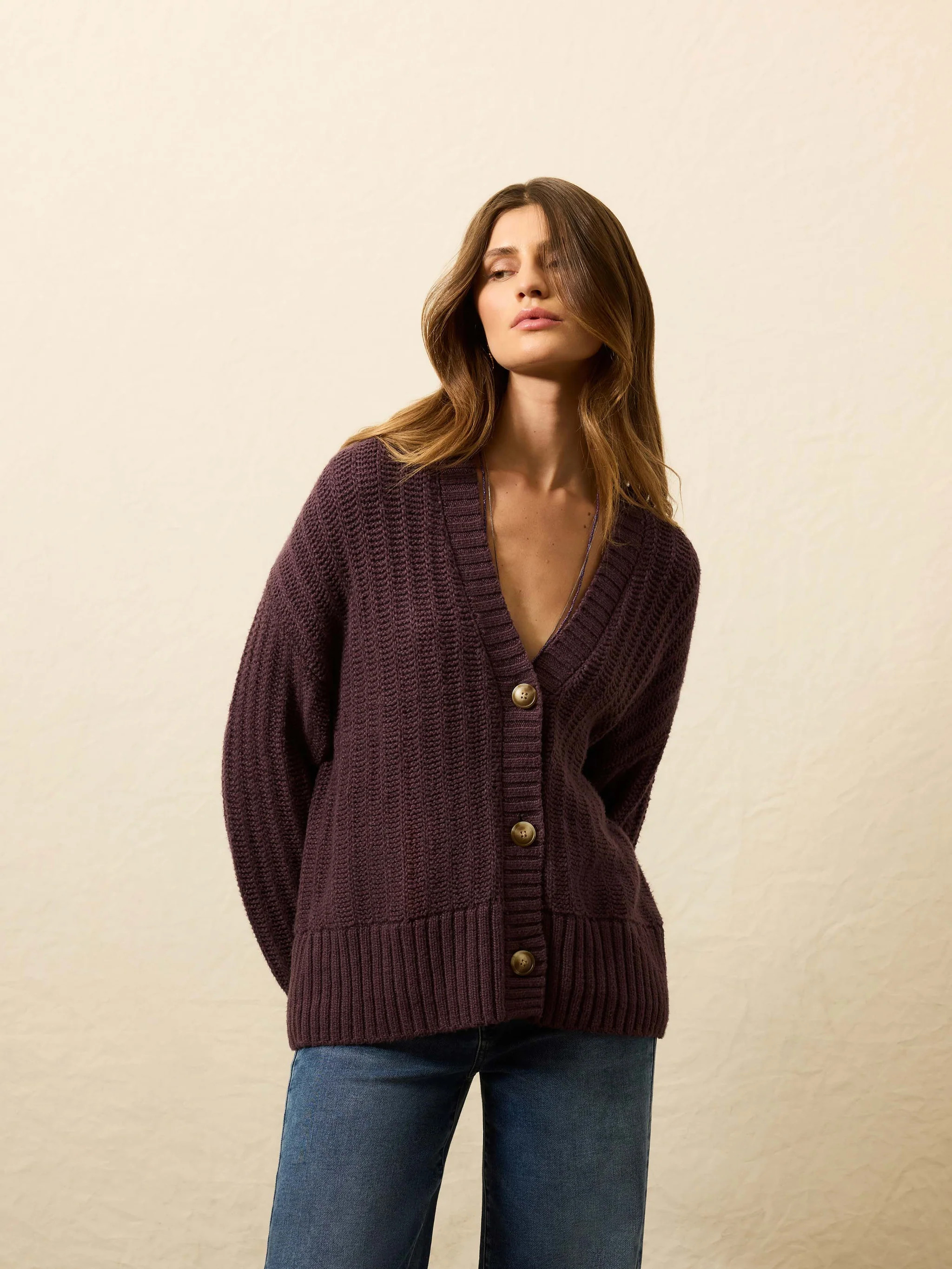 Heirloom Cotton Relaxed Cardigan - Huckleberry | Faherty