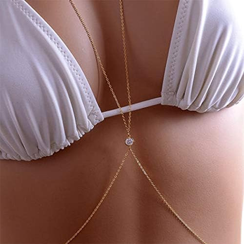 Yizaca Boho Body Chain Gold Crystal Body Necklace Rhinestone Sexy Body Chains for Women and Girls | Amazon (US)