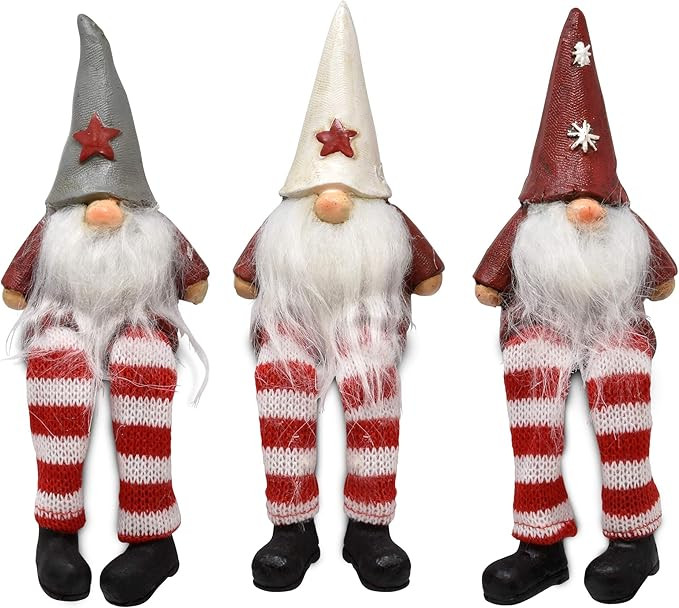 Gift Boutique Christmas Resin Gnome Shelf Sitter Decoration, 3 Pack White Beard Figurines, Desk M... | Amazon (US)