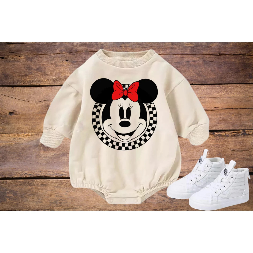 Checkered Girl Mouse Head Romper One Piece Outfit for Toddler - Etsy | Etsy (US)
