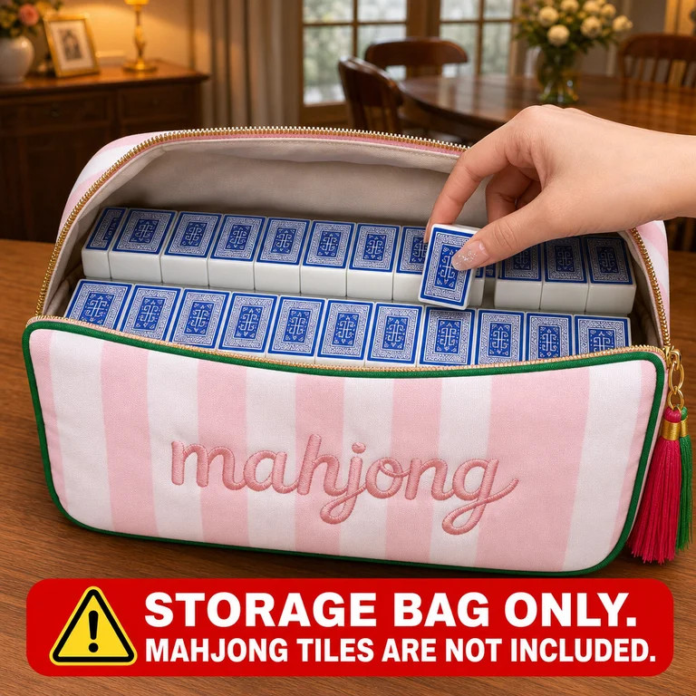 HKJUNFEI Mahjong Tile Bag with Stylish Embroidered Design Resists Dust Scratches Secure Smooth Zi... | Walmart (US)