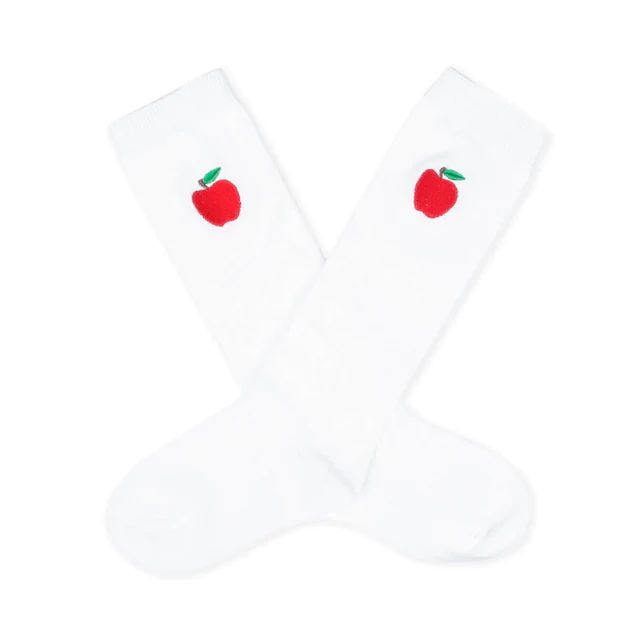 Apple Embroidered Knee High Socks | Classic Whimsy