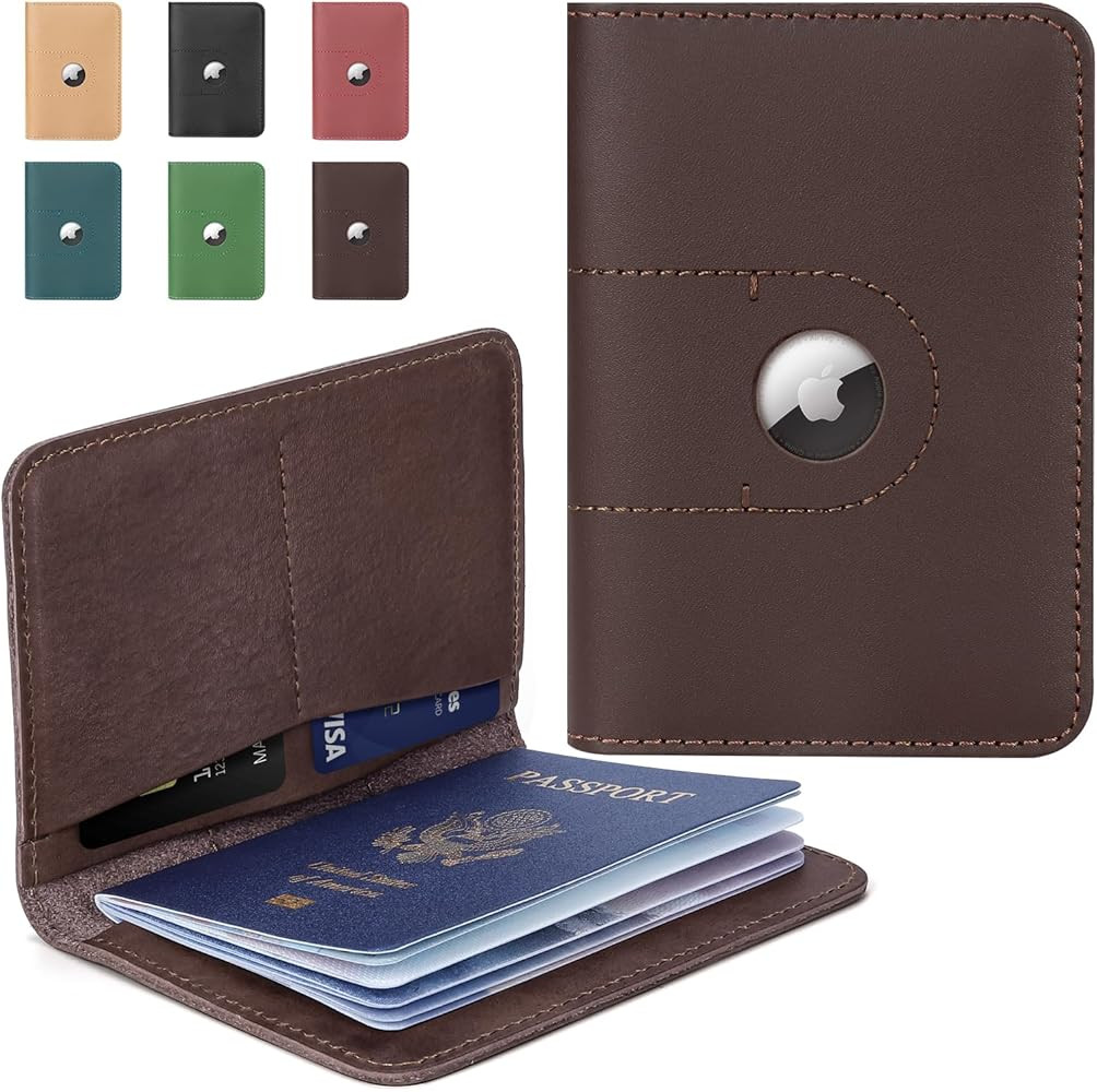 ALLIVE Genuine Leather Passport Holder Women Men, Passport Wallets with Airtag Slot, Travel Must ... | Amazon (US)