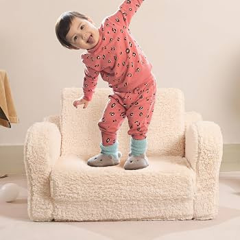 Kids Chairs for Toddler, 2-in-1 Toddler Soft Sherpa Couch Fold Out, Convertible Sofa to Lounger f... | Amazon (US)