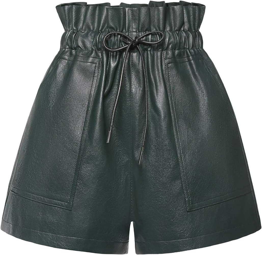 QIANXIZHAN Women's Leather Shorts, Faux High Waisted Wide Leg Sexy Shorts SP | Amazon (US)