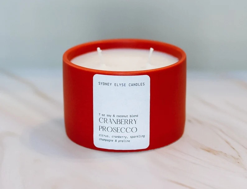 Cranberry Prosecco Soy & Coconut Blend Candle Citrus Cranberry Sparkling Champagne Praline Fragra... | Etsy (US)