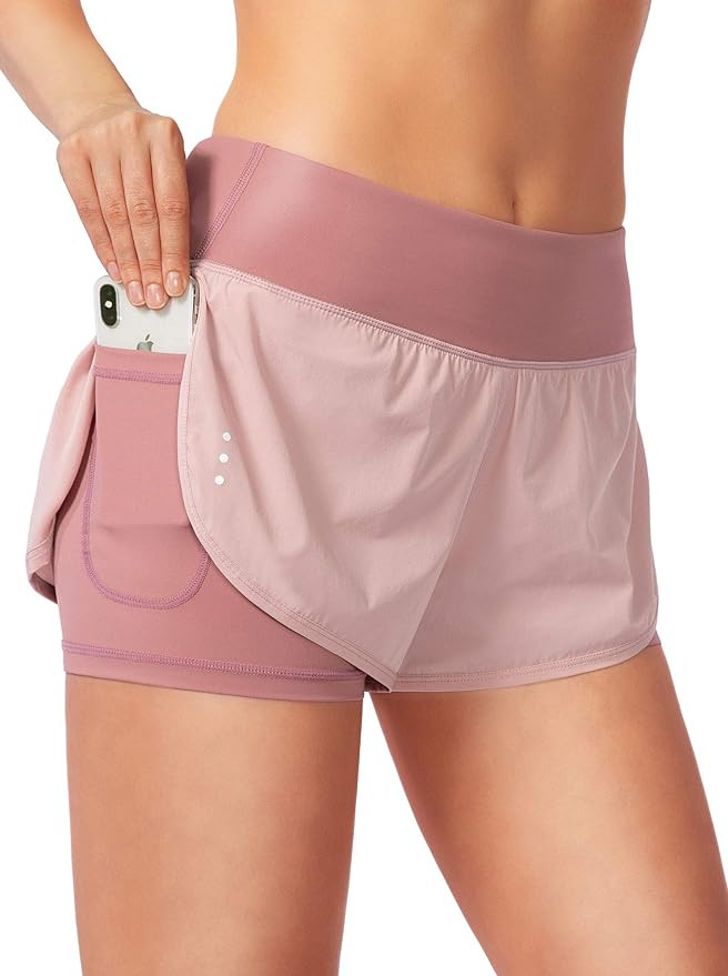 Women’s 2 in 1 Running Shorts Workout Athletic Gym Yoga Shorts for Women with Phone Pockets | Amazon (US)