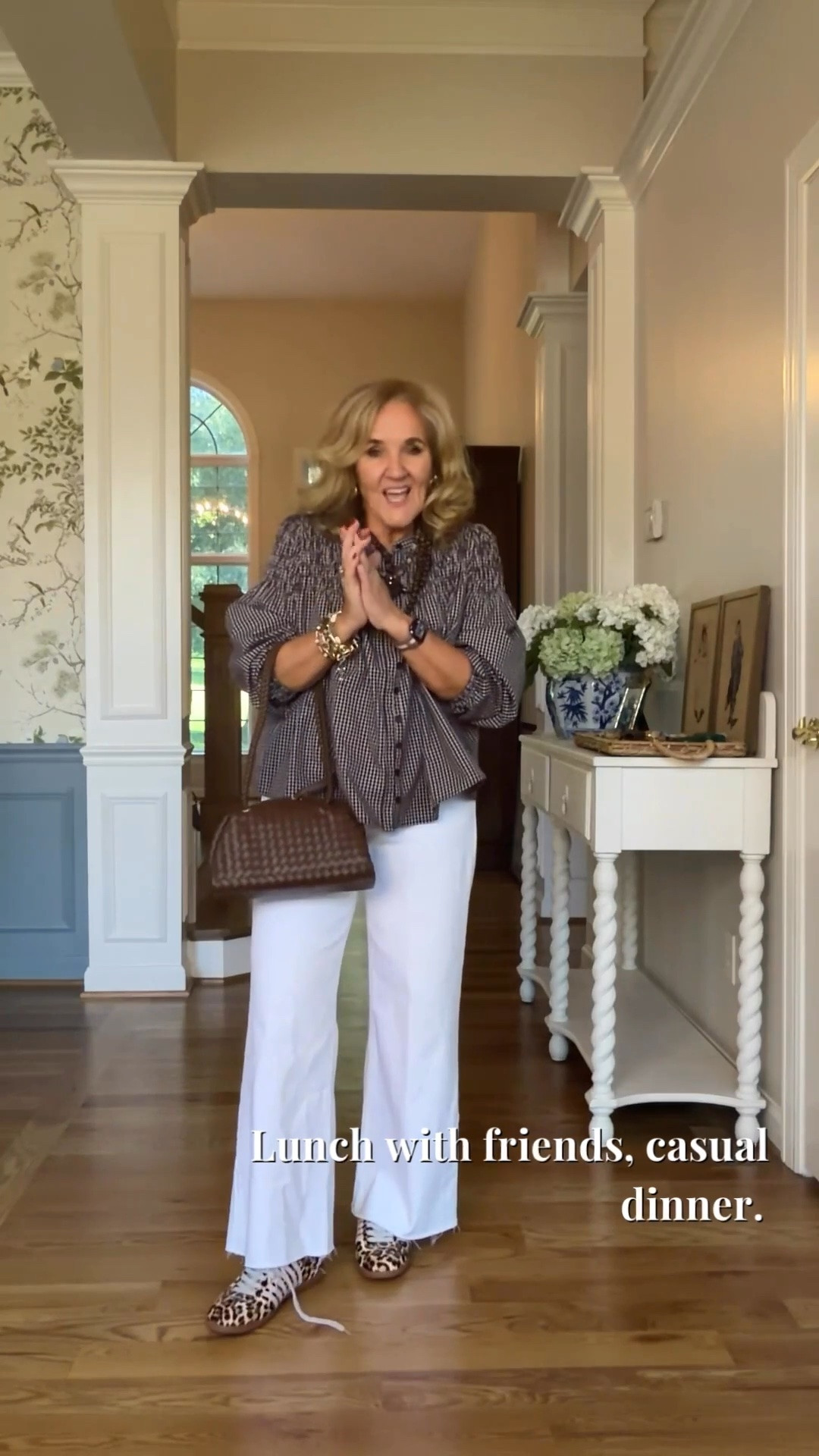 Tap the bell 🔔, heart ❤️ this post, and save for later!

These white flare pants are such a flattering closet staple! Paired with a gingham button-down, leopard flats, and a woven crossbody for an easy outfit that's polished enough for lunch, errands, or casual Friday.

Fit note: I'm wearing a 29 on the jeans and medium on the top

#LTKootd #LTKOver40 #LTKdayinmylife