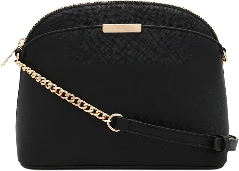 FashionPuzzle Saffiano Small Dome Crossbody bag with Chain Strap | Amazon (US)