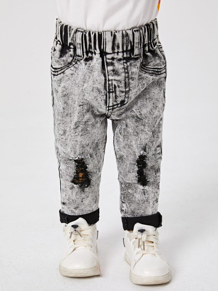 Baby Elastic Waist Ripped Jeans | SHEIN