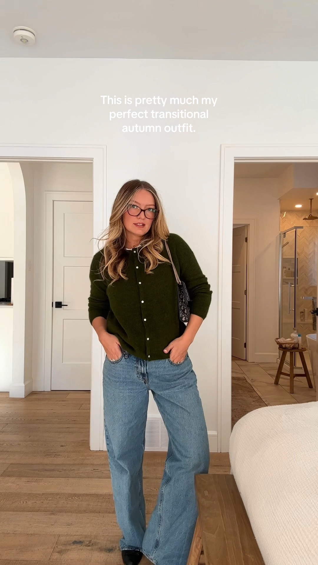 my go to way to wear this sézane cardigan, love green & blue together so pairing it with baggy jeans & ballet flats was a no brainer! wearing size XS in cardigan (runs boxy), size 28 in jeans (I go up a size for baggier fit)

#LTKjeans #LTKfall #LTKstyletip