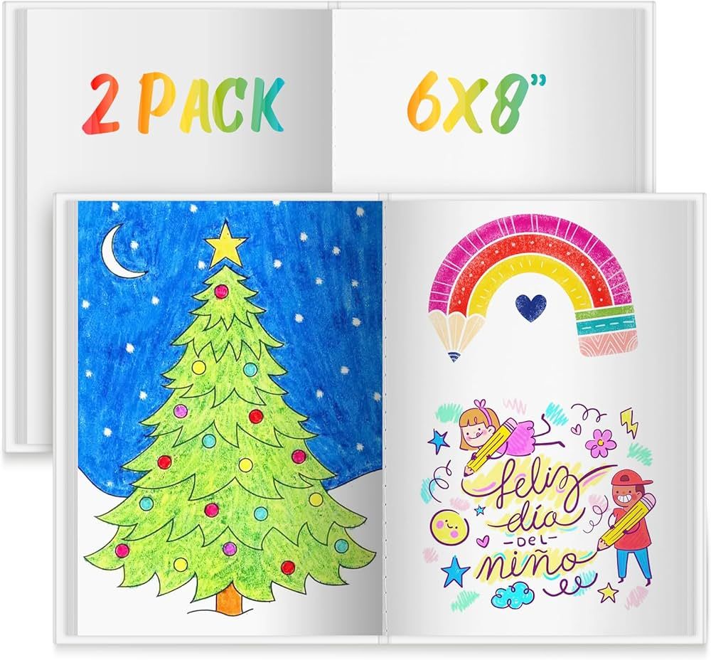 2-Pack Hardcover Blank Books, 6 x 8 inch 60 Pages Blank Book for Kids to Write Stories, Christmas... | Amazon (US)