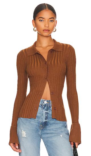 Brandy Button Front Sweater in Chocolate | Revolve Clothing (Global)
