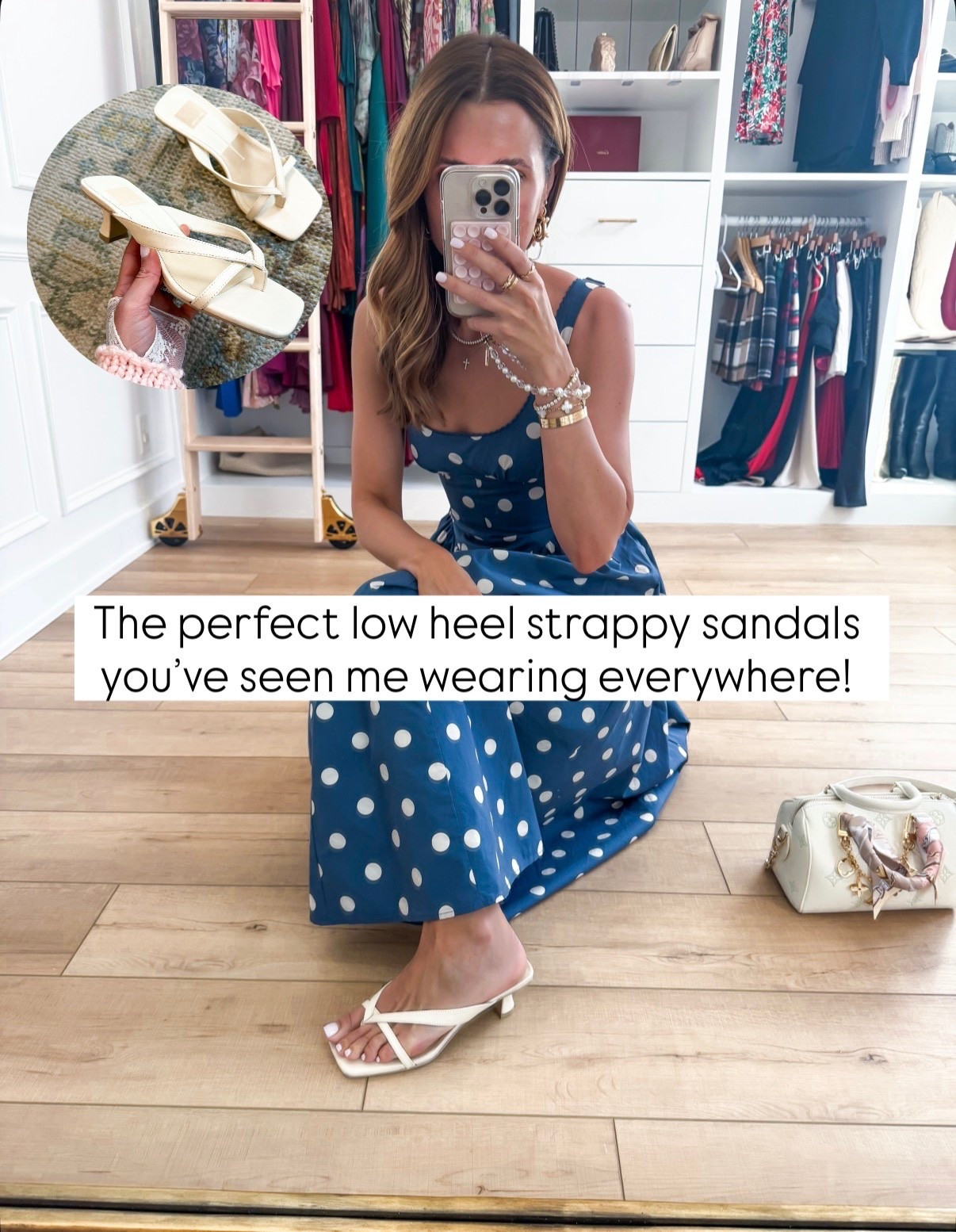 My church outfit of the day! Polka dot midi dress in XXS petite. Spring outfit. Resort wear. Vacation dress. Summer dress. Wedding shower dress. Baby shower dress. Cream strappy sandals are TTS. 


#LTKootd #LTKWedding #LTKTravel