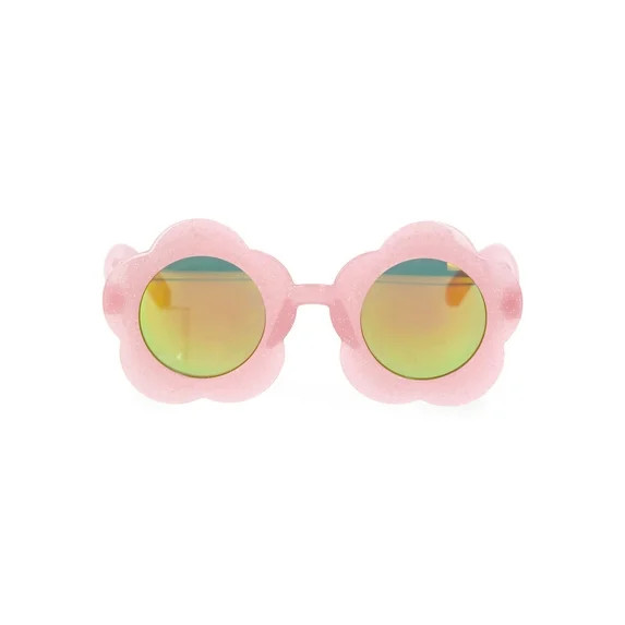 Justice Girls Flower-Shaped Pink Sunglasses with Glitter and UV Protection | Walmart (US)