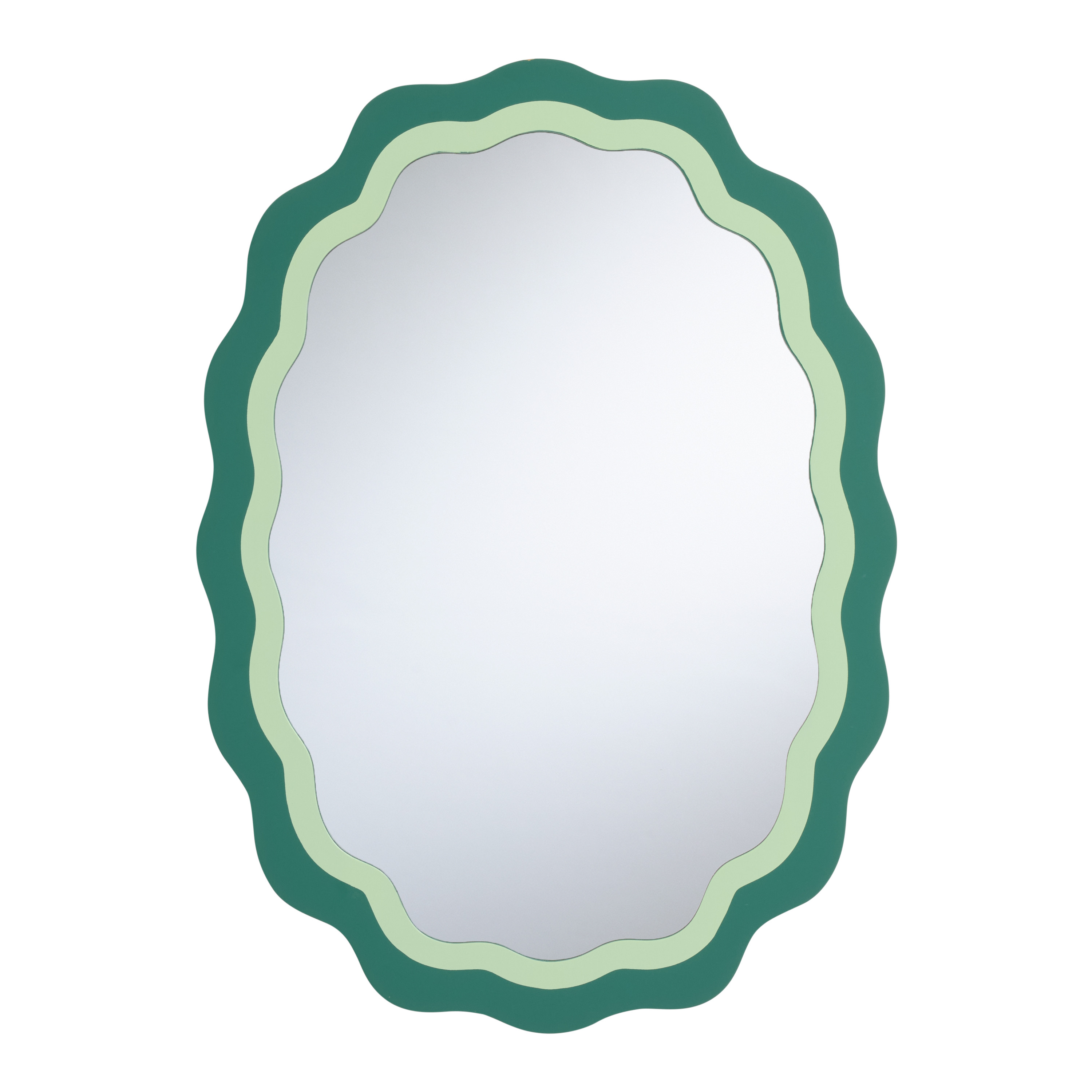 Oval Mint Green and Teal Scalloped Wall Mirror | World Market