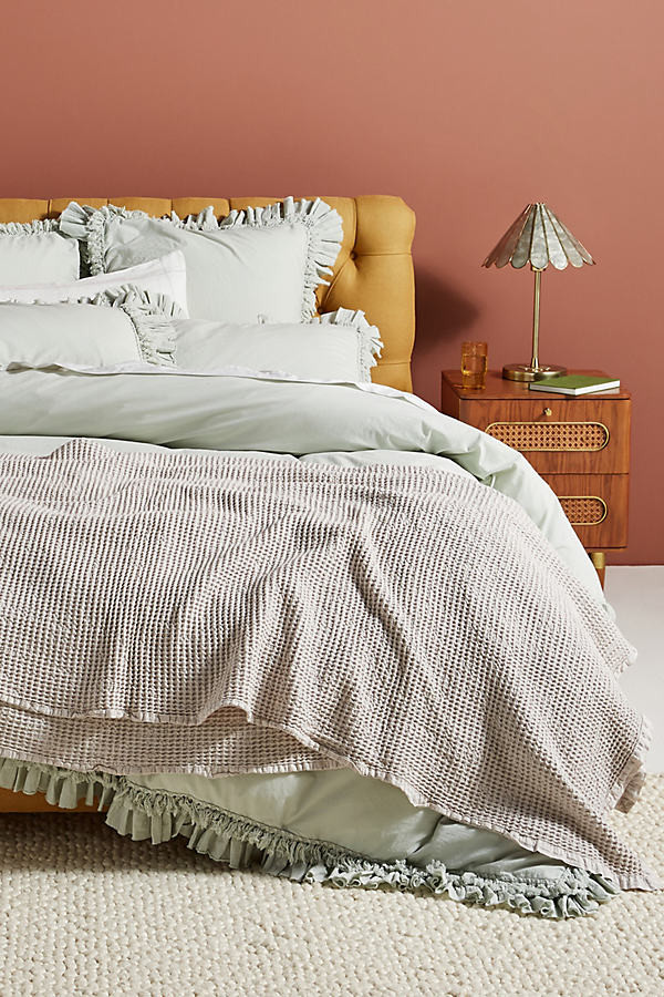 Woven Waffle Bed Blanket By Anthropologie in Grey Size TW TOP/BED | Anthropologie (US)