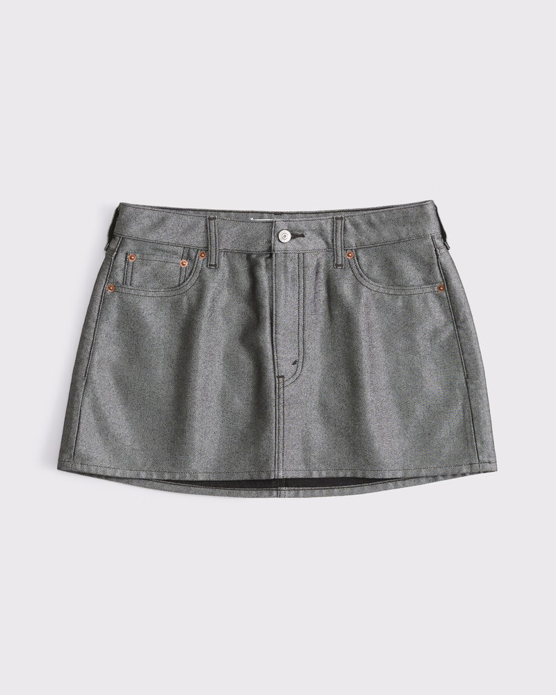 Abercrombie & Fitch Women's Curve Love Mid Rise Denim Mini Skirt in Black Shimmer - Size 31 | Abercrombie & Fitch (US)