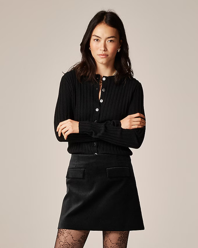 Flap-pocket mini skirt in velvet | J. Crew US