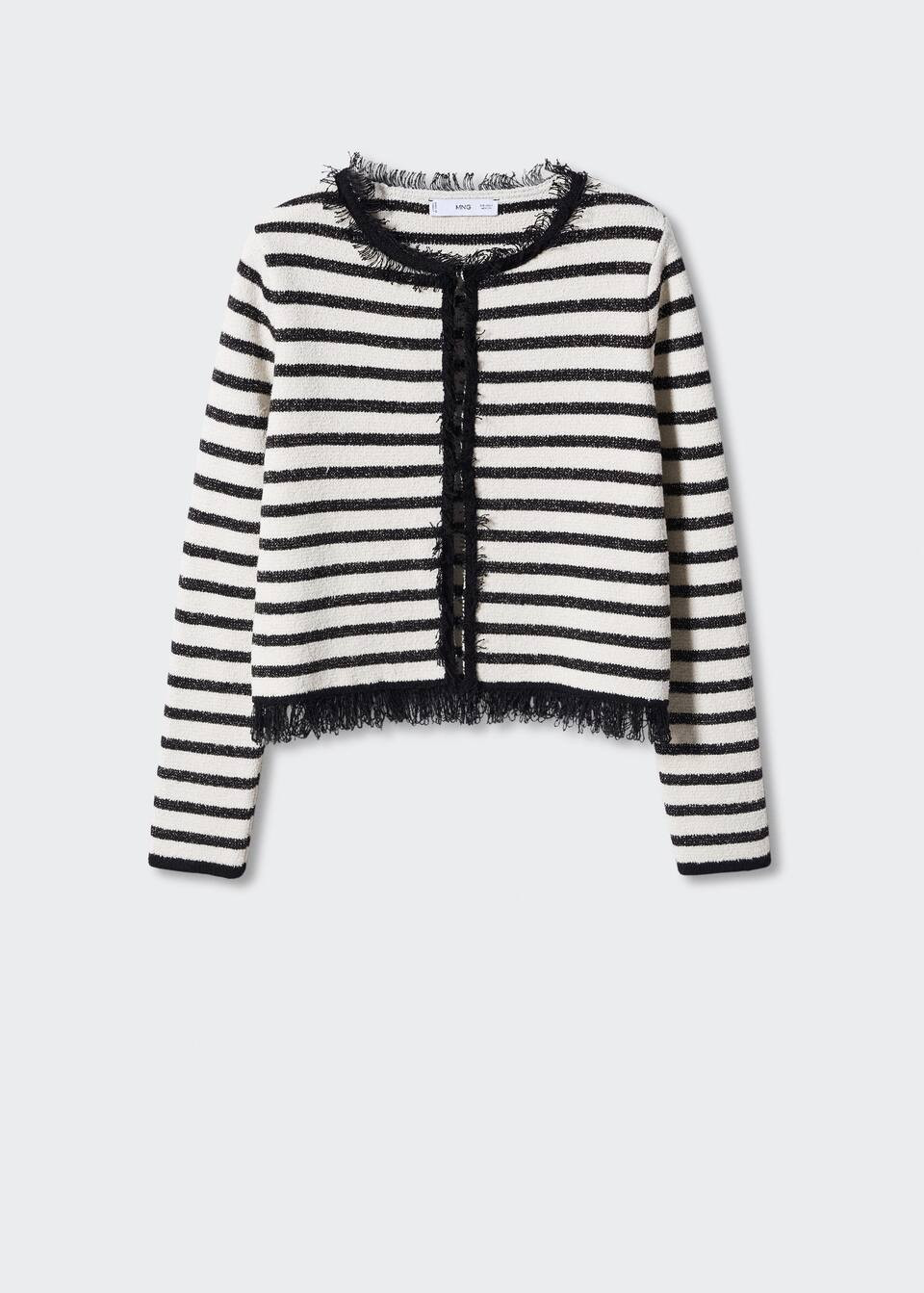 Frayed striped cardigan -  Women | Mango USA | MANGO (US)