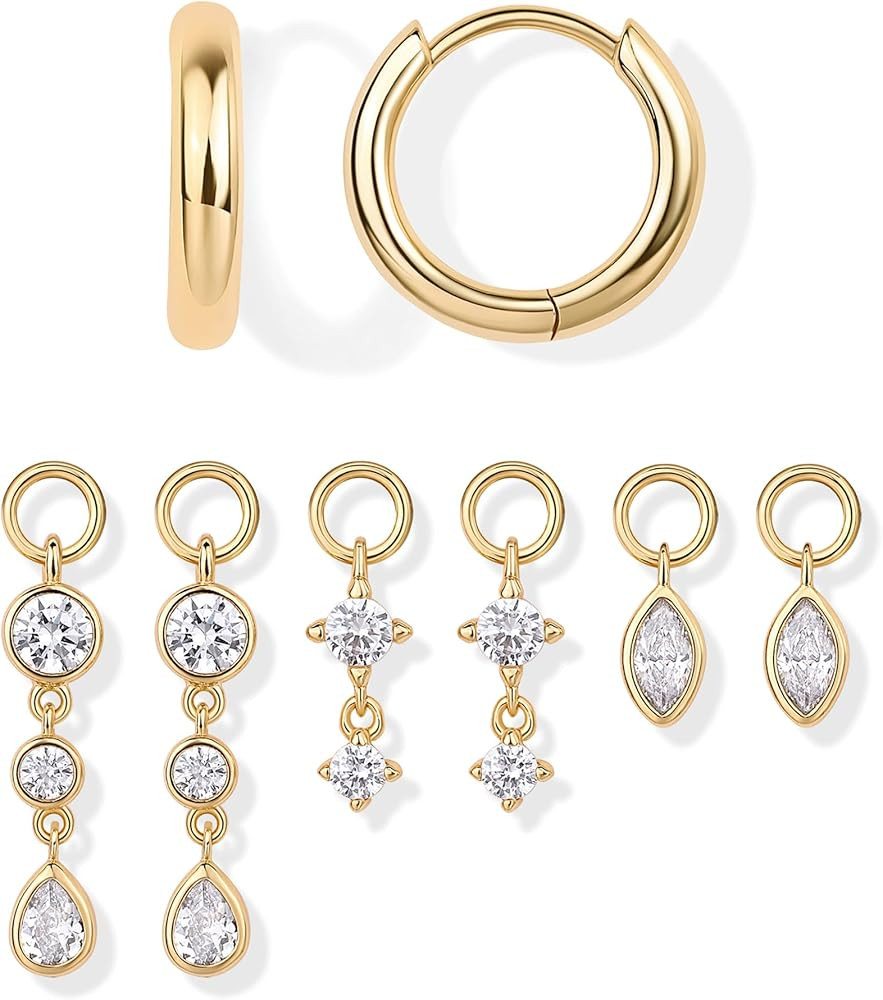 PAVOI 14K Gold Plated Huggie Earring Charms for Women - Mix and Match Huggie Hoop Earrings with C... | Amazon (US)