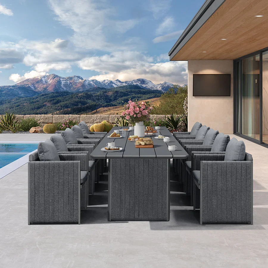 PURPLE LEAF Sanori Outdoor Dining Set Weather-Resistant Aluminum Table and Chairs Set with Backre... | Purple Leaf