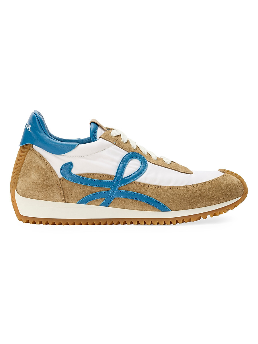 Men's Flow Runner 2.0 Leather & Suede Low-Top Sneakers - Sand Blue White - Size 7 | Saks Fifth Avenue