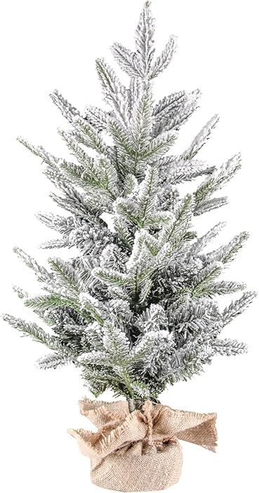 3FT Flocked Christmas Tree, Premium Xmas Tree with 496 PE&PVC Mixed Branch Tips, Unlit Premium Fi... | Amazon (US)