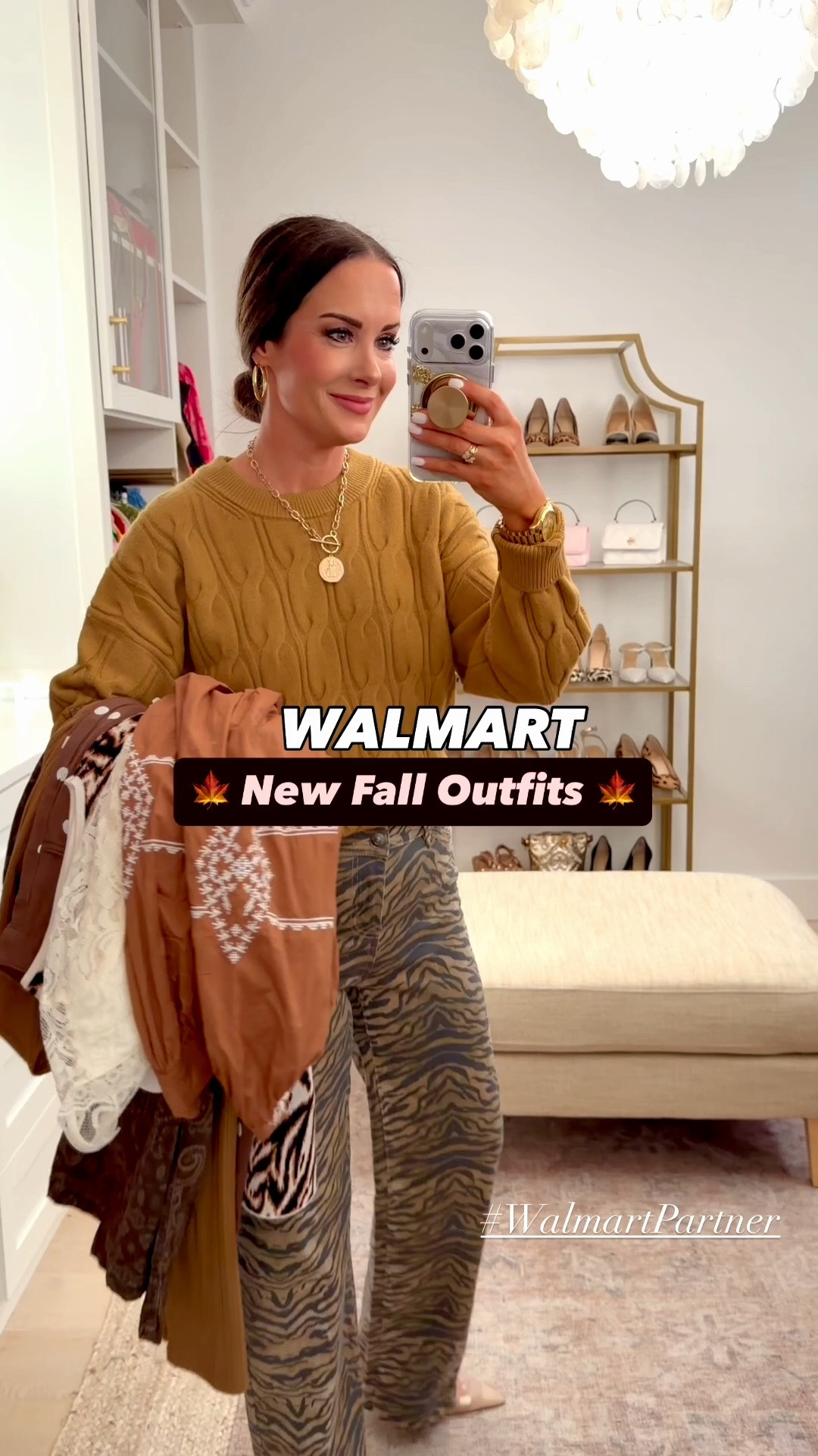 Cutest new Walmart finds roundup! Wearing a M in the mustard sweater and sweatshirt but S would have worked :) Wearing XS in denim dress and denim blouse. All jeans tts and scenarios tops were XS except the two mustard tops mentioned above. Scenario mustard dress small and vest XS. celebrity lace top is cropped so sized up to a medium and 5 shorts. So many cute styles!!