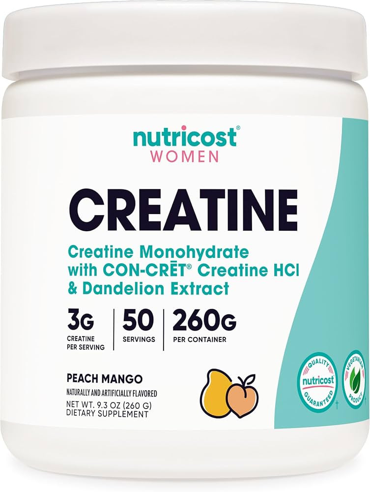 Amazon.com: Nutricost Creatine Monohydrate Powder for Women, Micronized, Peach Mango Flavor, 50 S... | Amazon (US)