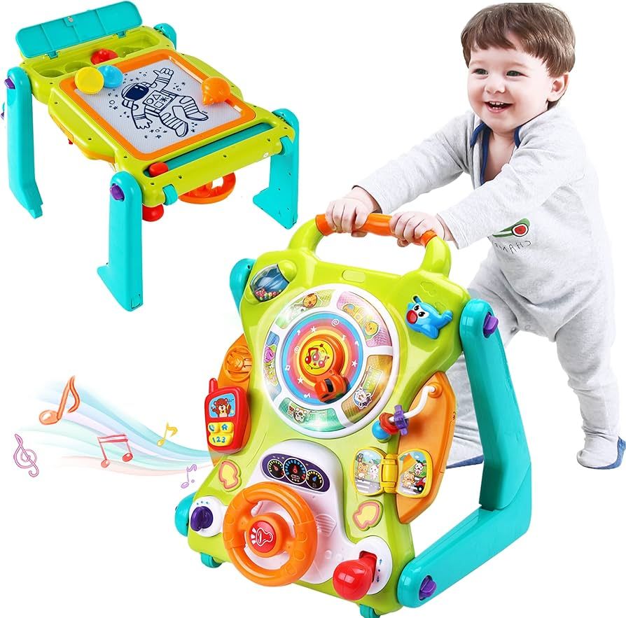 iPlay, iLearn 3 in 1 Baby Walker Sit to Stand Toys, Kids Activity Center, Toddlers Musical Fun Ta... | Amazon (US)