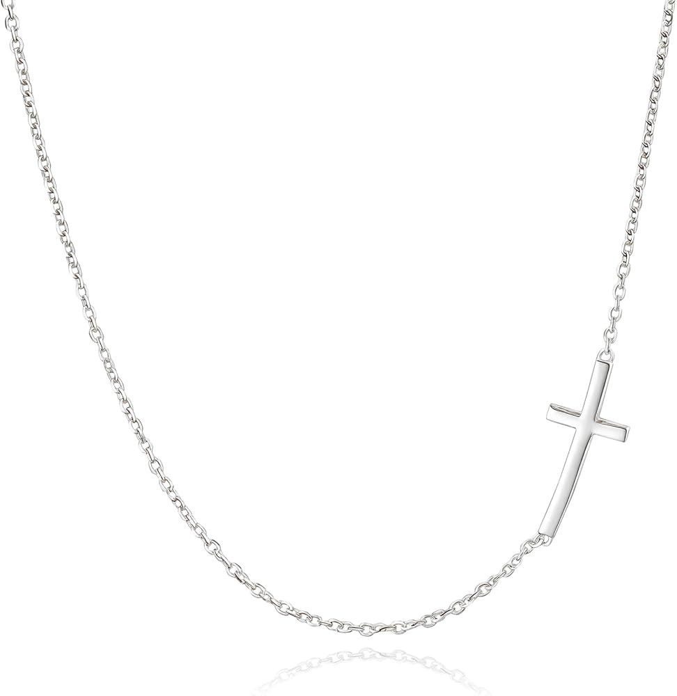 Rnivida 925 Sterling Silver Sideways Cross Pendant Necklace for Women | Amazon (US)
