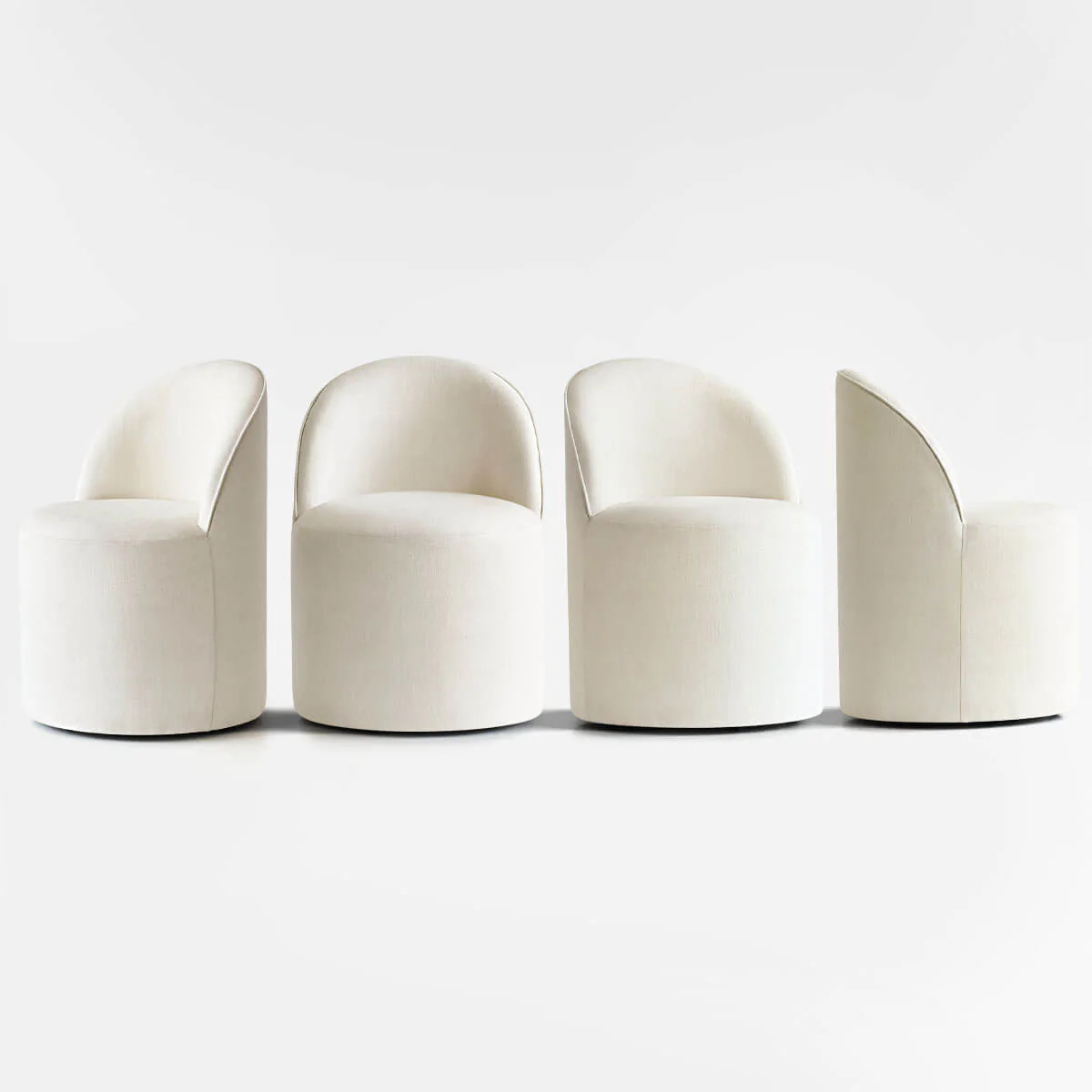 Doris Rolling Upholstered Dining Chair With Castors (Set of 4) | Pop Maison