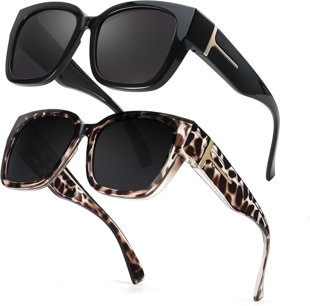 Myiaur Fit Over Glasses Sunglasses for Women, Trendy Oversized Polarized Wear Over Sun Glasses wi... | Amazon (US)