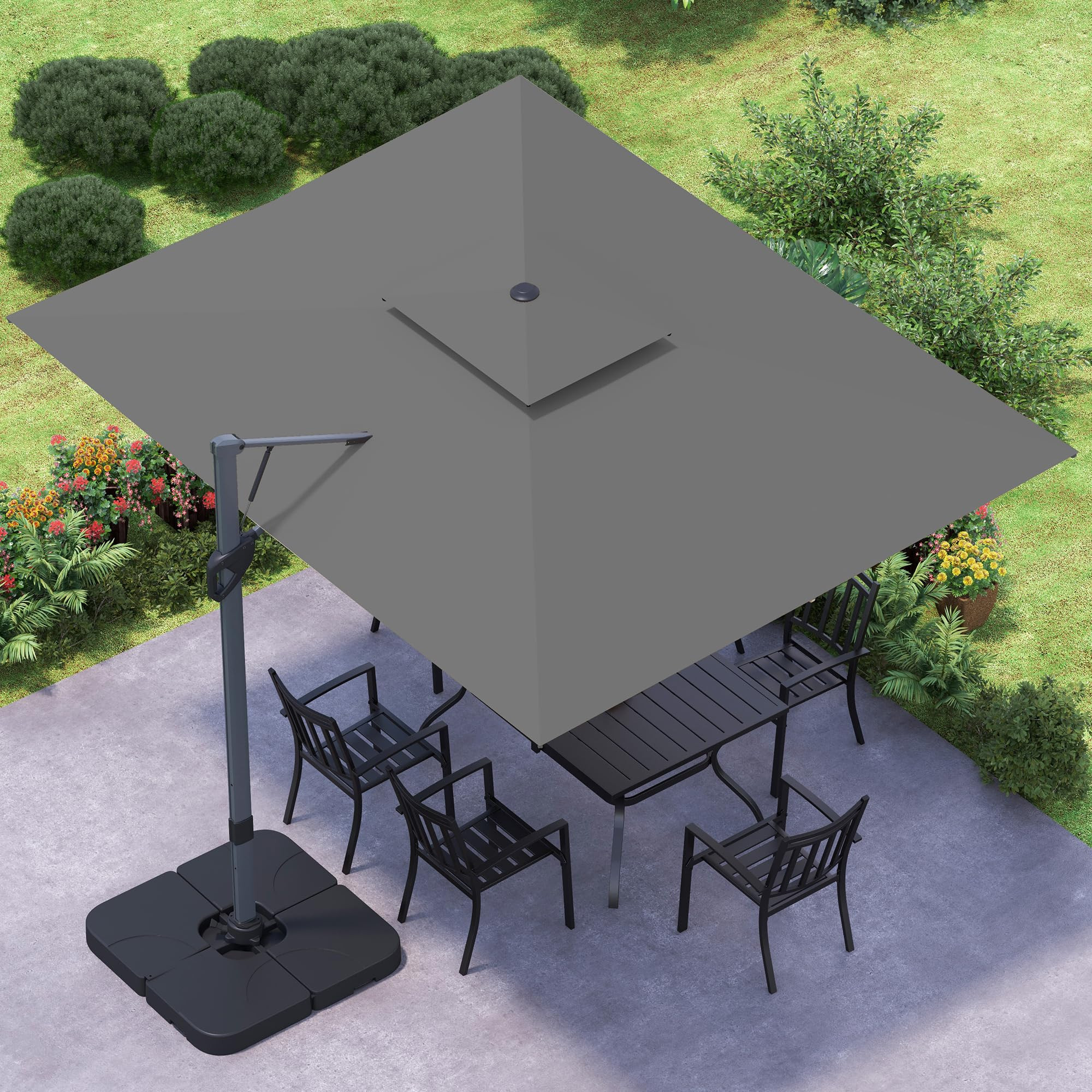 GREEN PARTY 12x9 ft Cantilever Patio Umbrella with Base Included, Rectangle Offset Outdoor Umbrel... | Amazon (US)