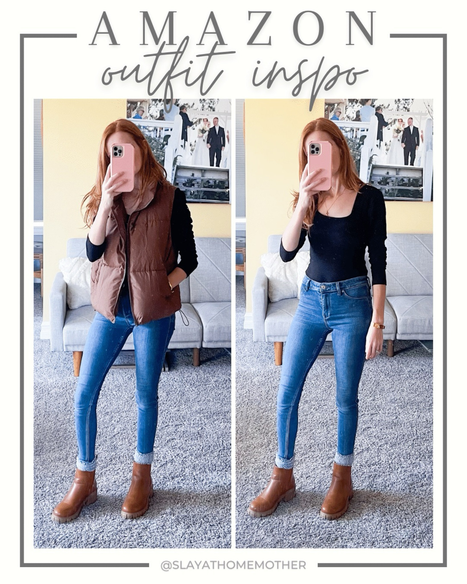 Amazon fall outfit inspo for petite sizes 🥰 wearing size XS in black square neck bodysuit, size Small in brown puffer vest. Wearing size 5 in ankle boots (size down if you are a half size shoe like me)

Fall outfits, petite style, XS petite, petite hourglass

#LTKSpringSale #LTKsalealert #LTKfindsunder50

#LTKSeasonal #LTKSaleAlert #LTKFindsUnder50